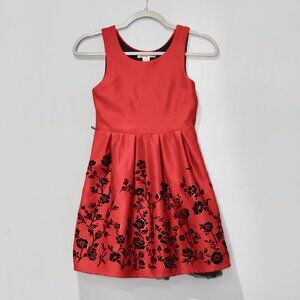 Knitworks Red Satin Dress w/ Tulle Hem & Velvet Embelishments
